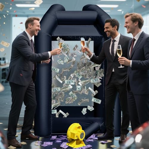 Sewinfla Inflatable Cash Cube Booth, 8.2x5.2 x 5.2 ft Inflatable Money Grab Machine for Business Advertising Event Promotion(Black) by Sewinfla - Image 2