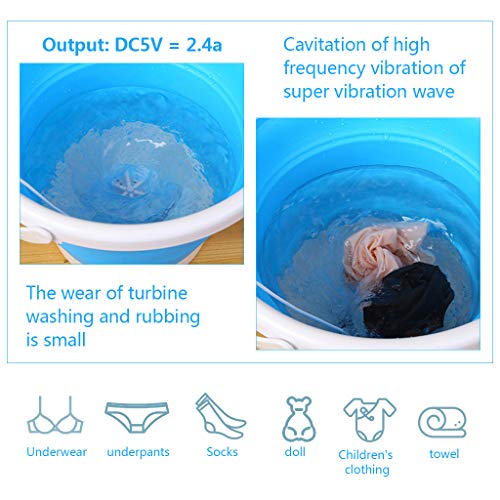 Mini Washing Machine, Formemory Portable Folding Bucket Turbo Ultrasonic Washing Machine Personal Travel Washing Machine with Remote Control for Lazy Magic Laundry Machine(Blue)