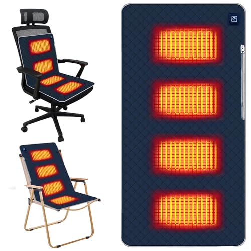Sitzkissen Beheizbar Outdoor, 45 X 90 cm Heizkissen USB, Beheizbares Sitzkissen Aufladbar mit 3 Heizstufen, USB Beheiztes Heizkissen für Stadion Ausflug Camping Bürostuhl Sofa(Marineblau)