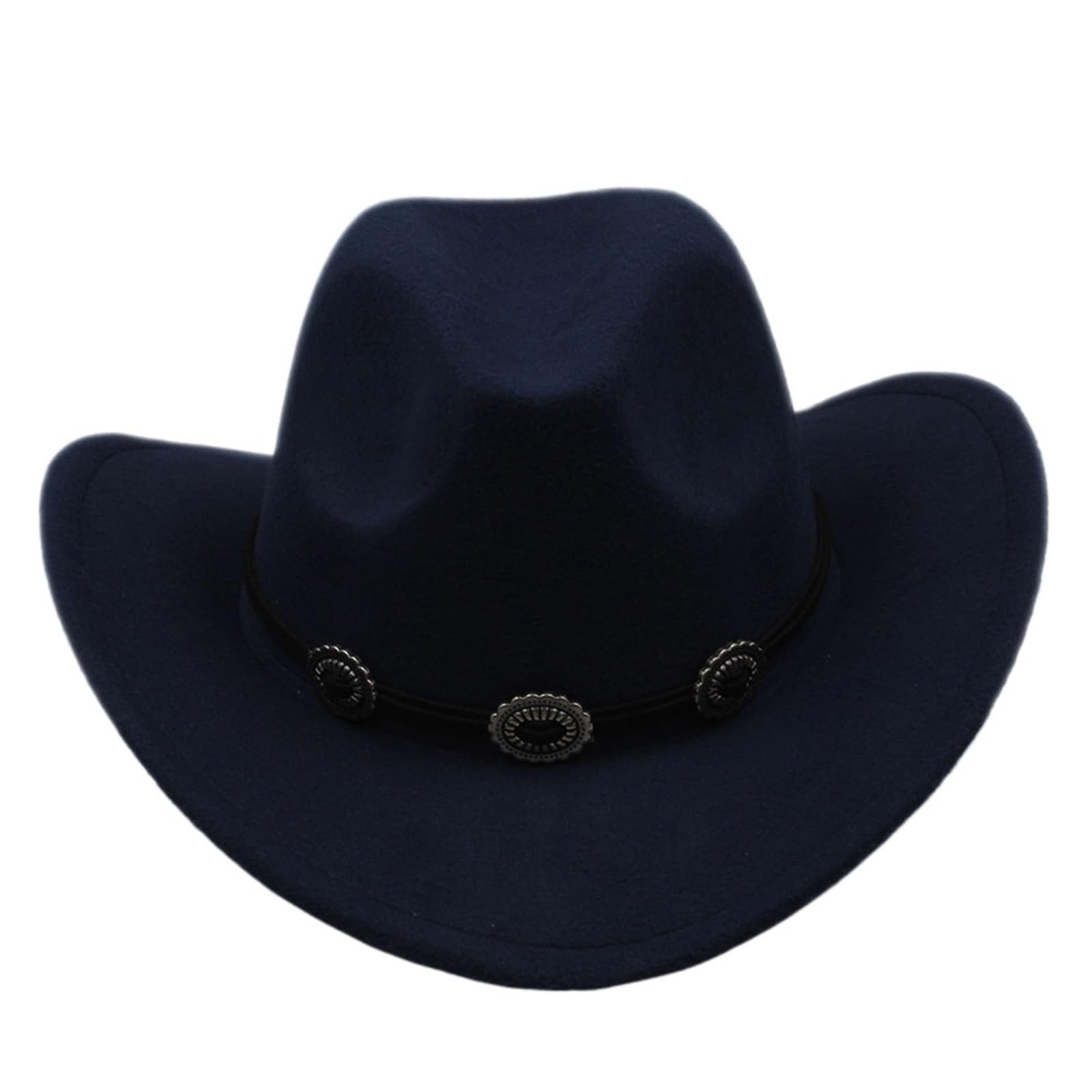 vrfvsdasAAS Cowboy Hat Felt Cowboy Hat Wide Brim Cowgirl Retro Band For Adult Or Kid 54/57/61cm(Blue,7)