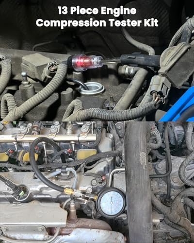 Image of SIXIWANZI 13 Piece Engine Compression Tester Kit, 0-300 PSI Compression Tester Automotive with Spark Plug Tester, Small Engine Compression Tester with M10 M12 M14 M16 M18