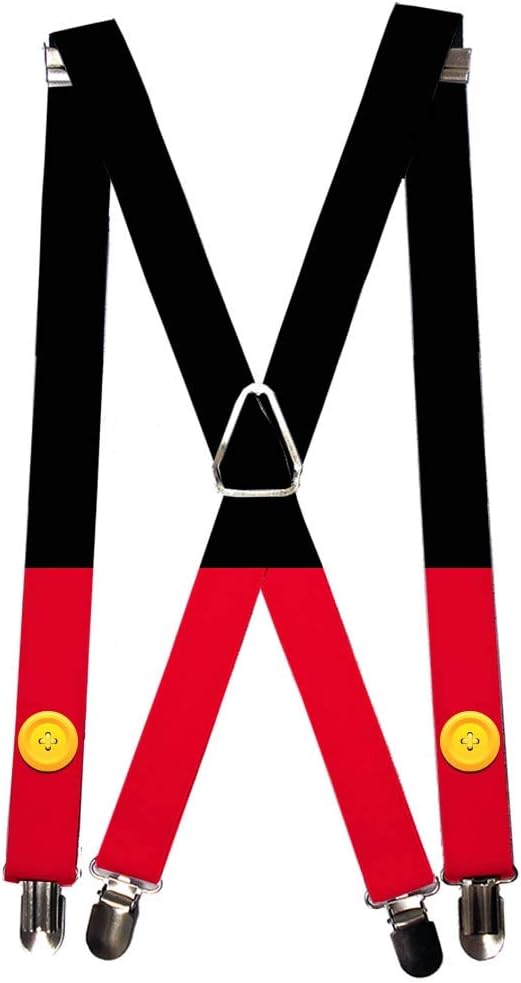 Buckle-DownDisney Suspenders, Mickey Mouse Bounding Buttons Black Red Yellows