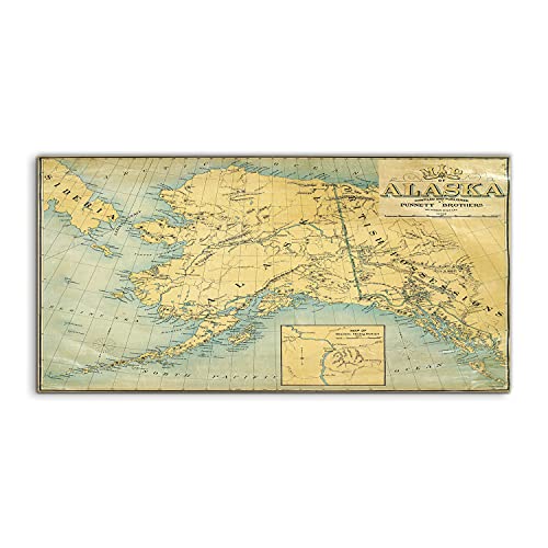 Photo art acryl Alaska Vintage Map décoration murale salon 100x50cm