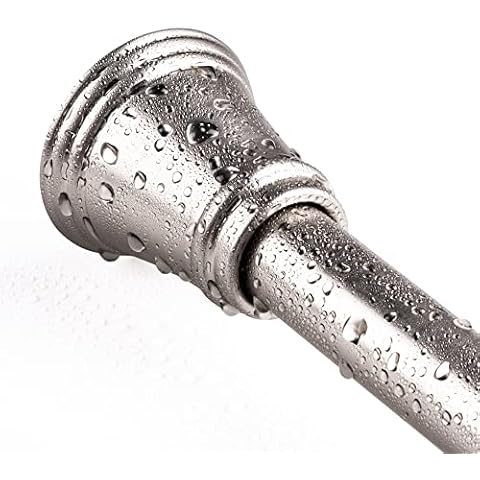 SZXIMU Spring Tension Curtain Rod 27-43 Inch, Never Rust and Non-Slip Shower Curtain Rods with Trumpet End, Nickel Cover