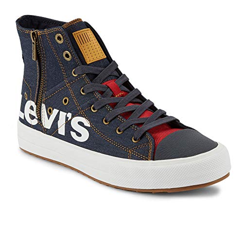 Levi's Mens Zip Ex Casual Mid-Top Fashion Zipper Sneaker Shoe, Navy, 13 M