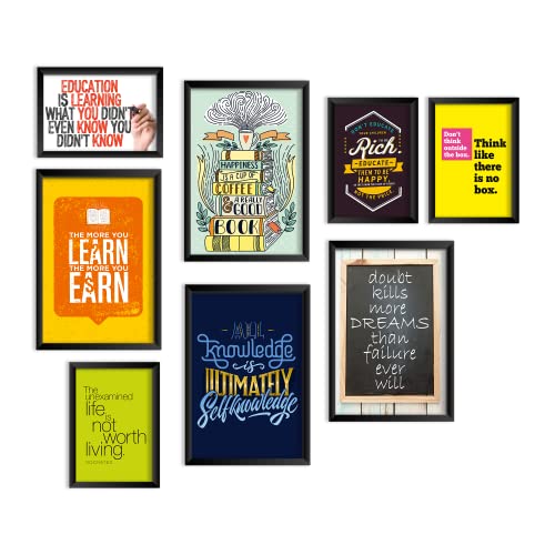 Image of PAPER PLANE DESIGN Motivational Quotes Framed Wall Paintings - Inspiring Quotes Frames For Office And Home Decor set of 8 (9 x 12.5 Inches ; 18 x 12.5 Inches). (D)