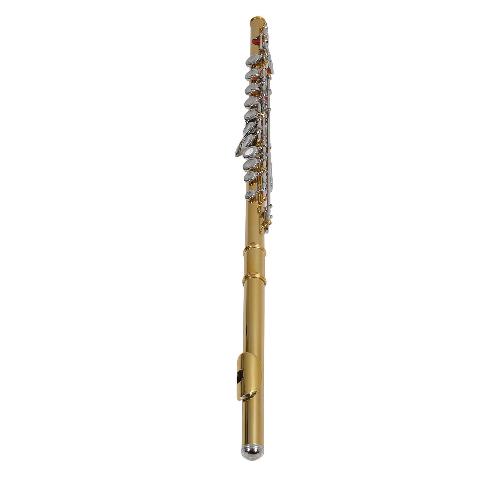 Cosiki Flauta C de Latón de 16 Teclas, Flauta Pulida a Mano con Capa Protectora, Estuche y Kit de Limpieza, Instrumento Musical para Estudiantes Principiantes