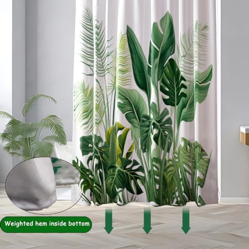 JINGYOU Shower Curtains Mould Mildew Proof Resistant, 3D HD Nature Green Leaves Bathroom Curtains - Image 4