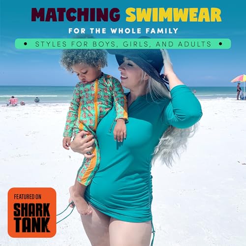 Image of SwimZip UPF50+ Boys Swim Shirt, Long Sleeve One Piece Kids Sunsuit
