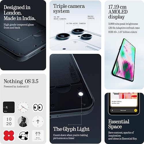 Nothing Phone (3a) Lite 5G (Black, 8GB RAM, 128GB Storage) | 6.77" 120Hz AMOLED Display | MediaTek Dimensity 7300 Pro | 50MP OIS Camera | 5000mAh Battery | 33W Fast Charging | IP54 - Image 2