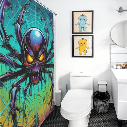 Rideau de douche araignée anti-éclaboussures en tissu polyester imperméable