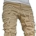 Maiyifu-GJ Men's Patchwork Fashion Jeans Streetwear Stretch Denim Pants Tassels Casual Skinny Trousers (Khaki,Large)