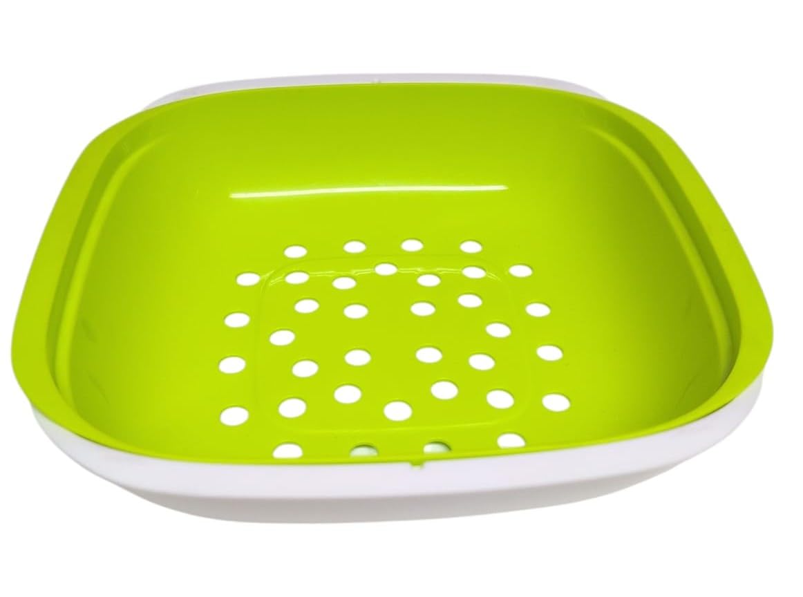 Tupperware Allegra - Ciotola esclusiva con coperchio, per servire (bianco e verde con colino)