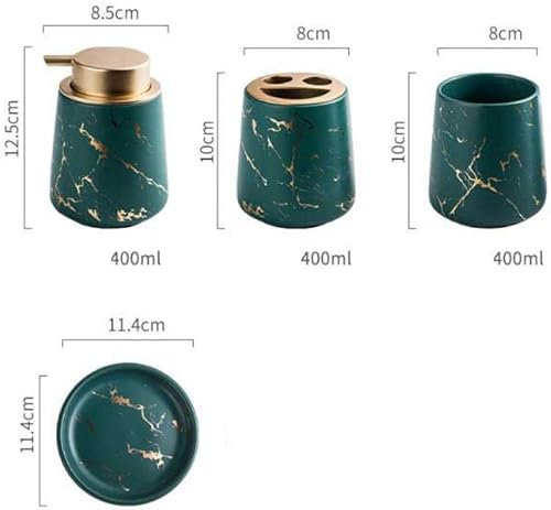 Miniatura 2 de Juego de 3 piezas de cerámica pintada de accesorios de baño, duradero, incluye dispensador de loción, soporte para cepillos de dientes, ideas de
