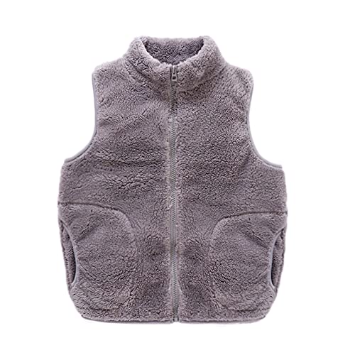 Boys Full Zip Fleece Vest Closure Sleeveless Outwear Warm Flannel Jacket Waistcoat Christmas Plush Clothes with Pockets