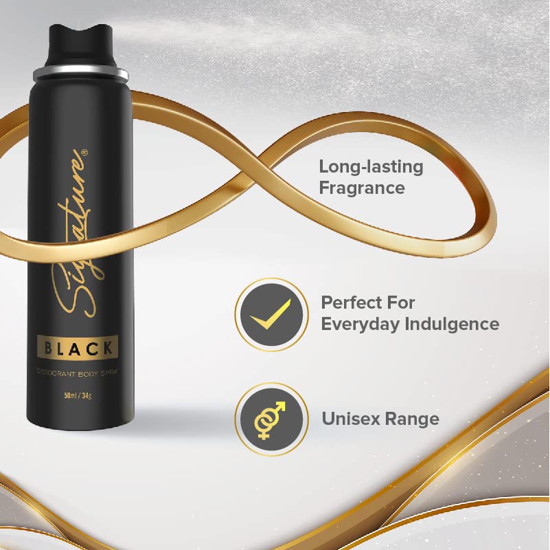 Image of Signature Black Deodorant Body Spray - 50 ml| For Men & Women| Elegant & Distinctive Fragrance|Long Lasting |Fights body odour|Skin Friendly Deo|Everyday Use|Pack of 1