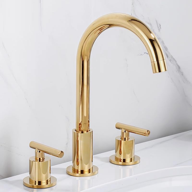 Robinet de lavabo 3 trous noir double commande eau chaude eau froide pour vasque salle de bain