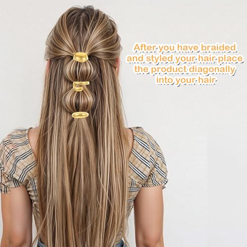 JIYIN 3 peças de grampos de cabelo dourados para rabo de cavalo, punhos de metal para rabos de caval