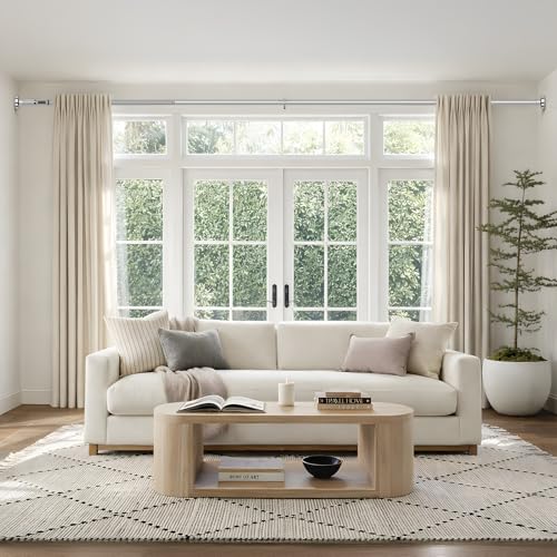 Image of Long Tension Rod 41-166inch Silver Tension Curtain Rods no Drilling | 1.26 inch Diameter Outdoor Curtain Rod for Patio,Windows,Anywhere Heavy Duty Spring Rods Adjustable
