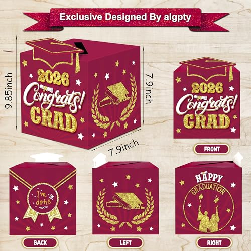 Image of Graduation Decorations Maroon and Gold 2026 - Giant Guest Book Alternative,Graduation Cards Box with 36PCS Graduation Advice Cards,Signature Board Congrats Grad Decorations Supplies Maroon 2026
