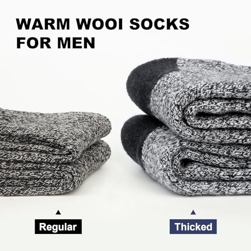 Loritta 2 Pack Merino Mens Wool Socks, Winter Warm Thermal Socks for Men Cold Weather2