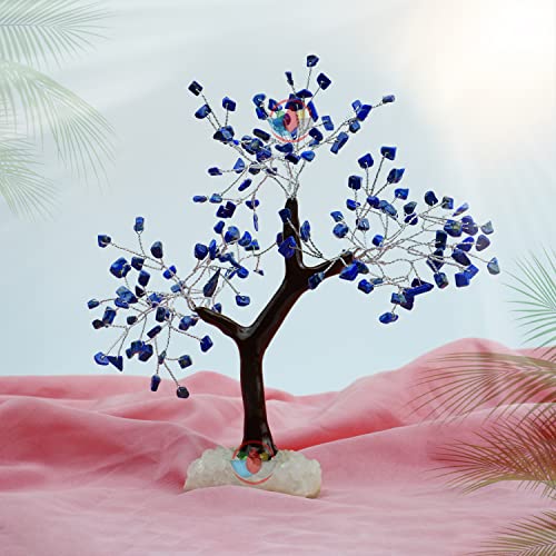 Image of REMEDYWALA Charged Energized Lapis Lazuli Crystal Tree Cluster Stone Base for Reiki Healing Lapis Lazuli Stones Crystal Tree 150 Beads