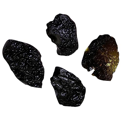 KONTONTY Educational Meteorite Pendant Set 4pcs Black Natural Specimen Boys and Girls Toys Home Decoration