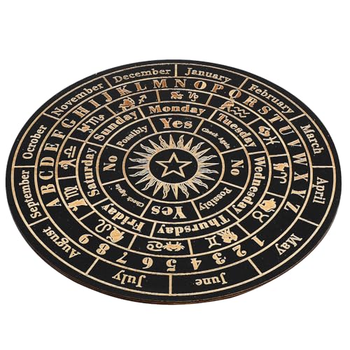 STAHAD Tablero de Péndulo de Radiestesia Grande L, Tablero de Madera para Adivinación Símbolos Tallados, Suministros de Brujería para Decoración Espiritual y Uso en Salud Alternativa