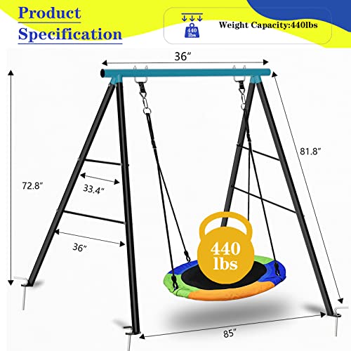 A Frame Swing Stand Metal Swing Frame Outdoor Heavy Duty Hold Up To 440Lbs Fits For Most Swings,Saucer Swing Yoga Swing Stand, Sky Blue, 73 Inches #TOP2