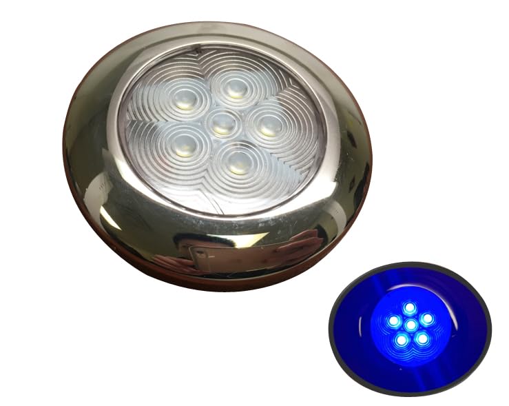 Interruttore A Pulsante Flush Con LED Blu Per Barche - Acciaio Inox 304 - Pactrade Marine - Foto 3