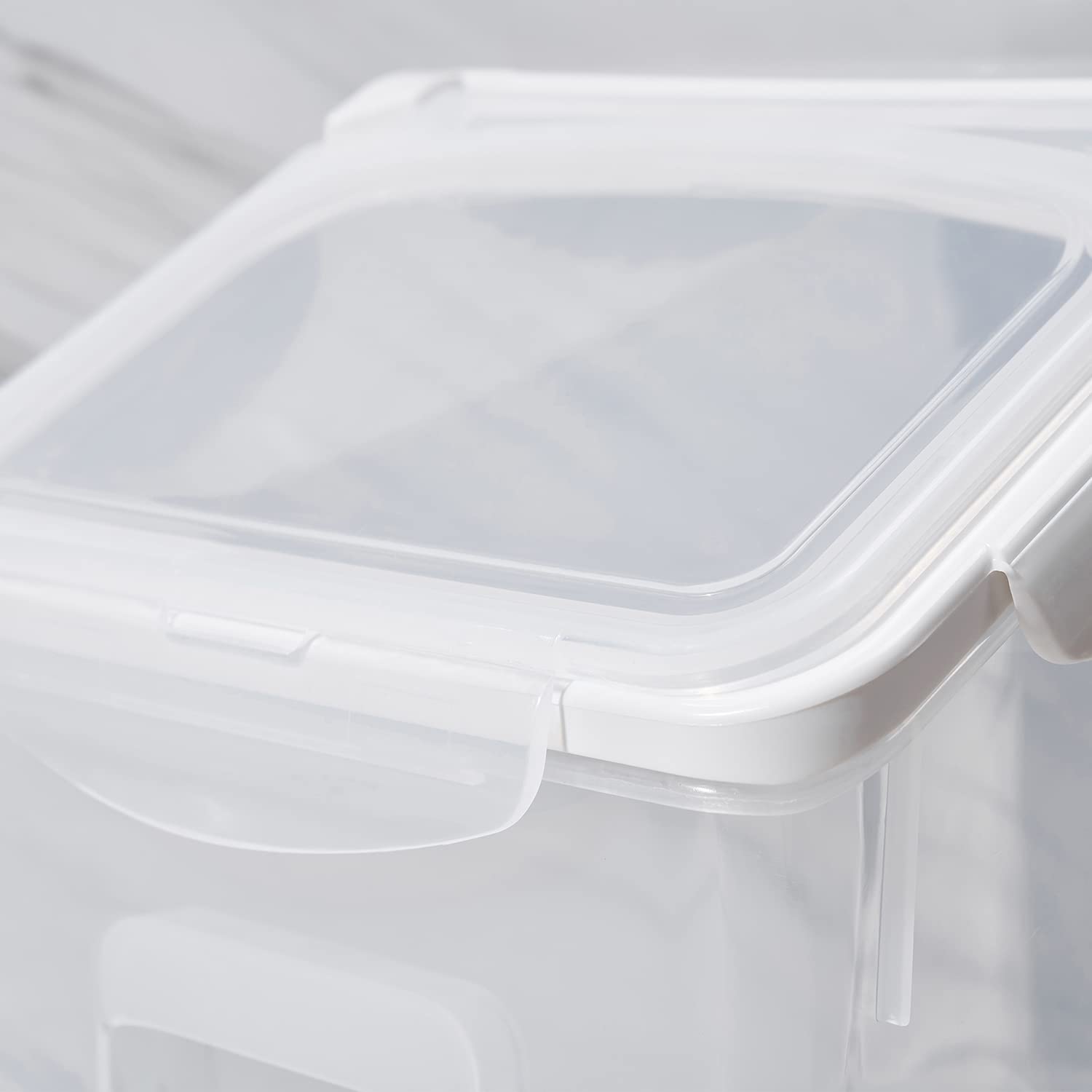 HANAMYA Contenedor de almacenamiento de alimentos con taza medidora, sin BPA, 50 tazas, para arroz, grano, comida para mascotas, harina, transparente, 2 unidades