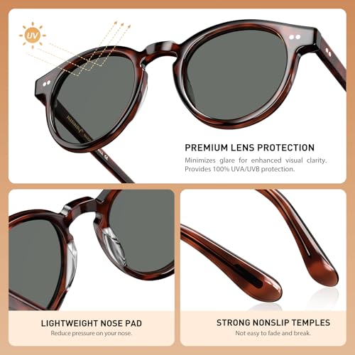 AVAWAY Small Face Womens Mens Sunglasses Polarized – Round Acetate Frame UV400 Protection for Driving Vacation Summer Outings4