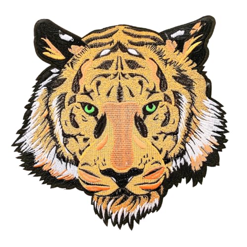 Namvo Tête de Tigre Patch Brodé Grand Tigre Patch Brodé Thermocollant à Coudre Convient pour Vêtements, Chapeaux, Vestes, Jeans