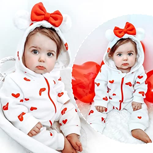 AMAWMW Newborn Baby Girl Winter Outfit Hooded Jumpsuit Infant One Piece Romper Baby Warm Snowsuit Clothes Gifts Set2