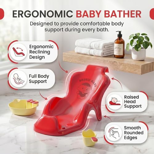 Image of StarAndDaisy Bath Tub for Baby 0-5 Years / Bath tub for Kids with 0-3 Years Girls & Boys with bathseat, Wheels , mug and soap tray, Space Saving Design, Newborn Baby Bathing Tub, Easy to Store (Cream-Blue)