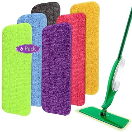 Libman Freedom Spray Mop�Ή� �X�v���[���b�v�l�ߑւ�6�p�b�N �ė��p�\ ����\ 16�C���` �}�C�N���t�@�C�o�[ �t���A�N���[�j���O���b�v�p�b�h �X�v���[���b�v�p