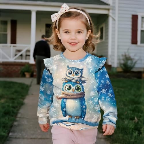 Toddler Sweatshirts Thick Warmth Toddler Long Sleeve Shirt Girl Ruffle Sleeves Toddlers Crew Neck Sweatshirt4