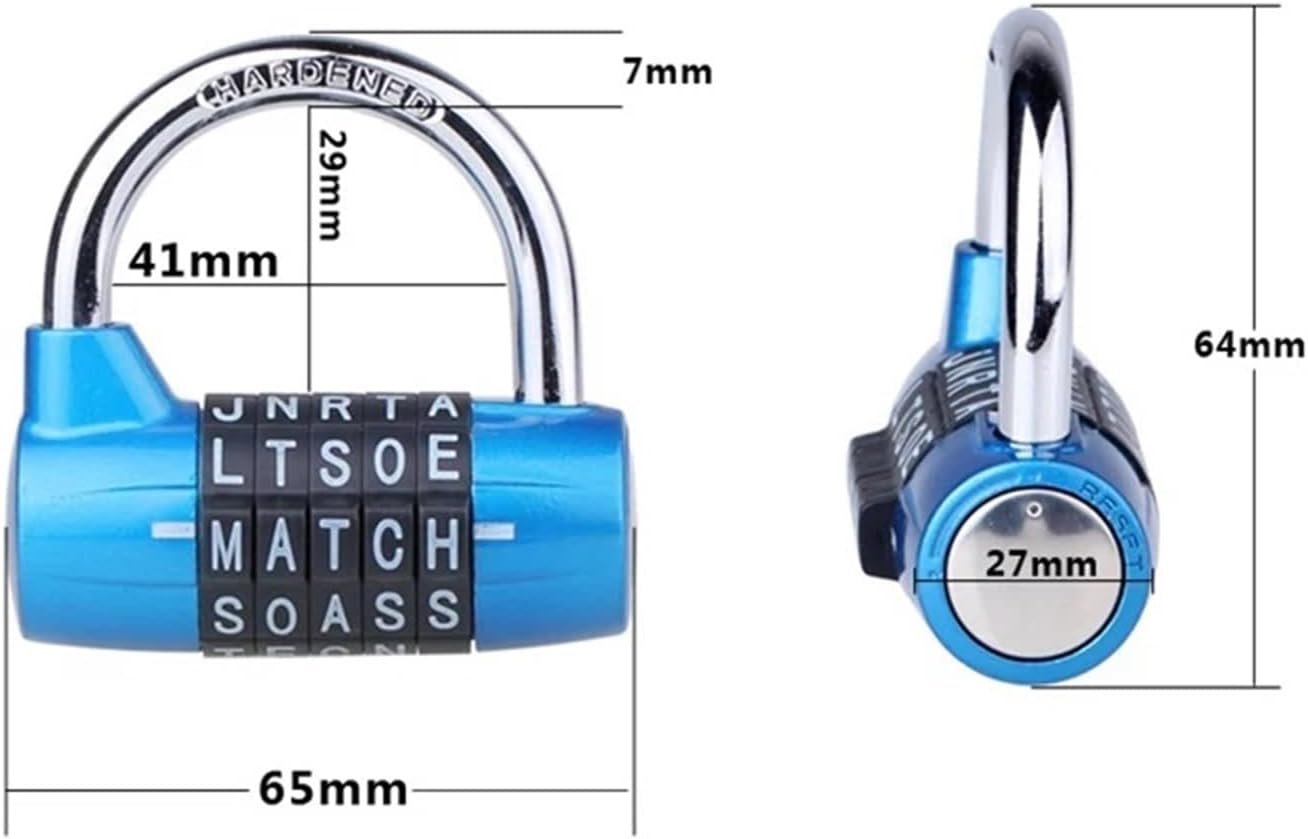 4 Color Combination Padlock Code Password Lock for Door Gym Suitcase Luggage ZS52 1Pcs(Silver)