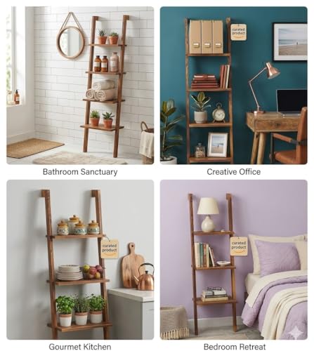 Image of 4 Tier Wooden Ladder-Shaped Flower Stand Plant Pot Display Rack Ladder Rack