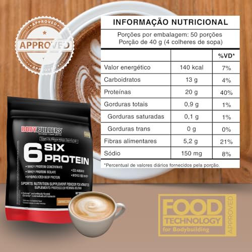 Whey Protein Concentrado - 6 Six Protein 900g – Bodybuilders Sabor Cappuccino