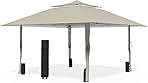 Favofamilie13x13 FT Pop Up Canopy, Instant Setup Gazebo with Wheeled Carry Bag, 4 Sandbags & 4 Ropes, UV-Resistant Top, Heavy Duty Outdoor Shelter for Backyard Camping Events, Khaki
