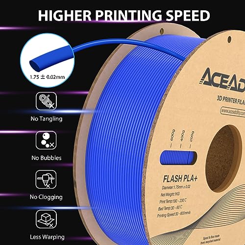 pla filament 175mm flash pla high speed 3d printer filament dimensional accuracy - 002mm 1kg22lbs cardboard spool 3d printing filament fits for most fdm 3d printers 1kg blue