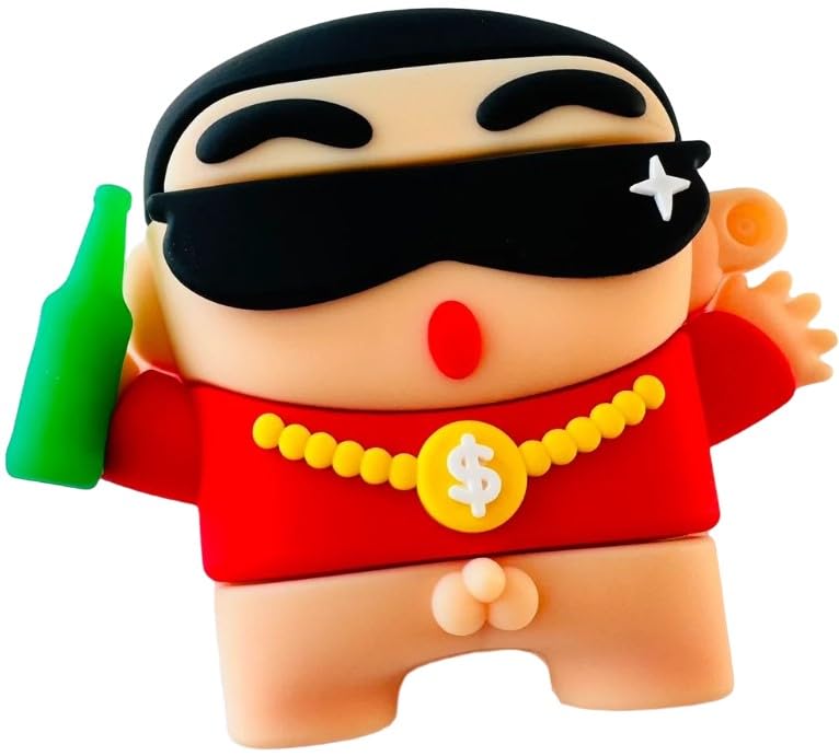 Image of Techmount Compatible with Airpods Pro GEN-2 (2022) Case Cover Silicone Cartoon Character 3D Cover Wtih 360 Protection Airpods Pro 2 Cover Case (NOT for Any Other AIRPODS) (Rich Shinchan)