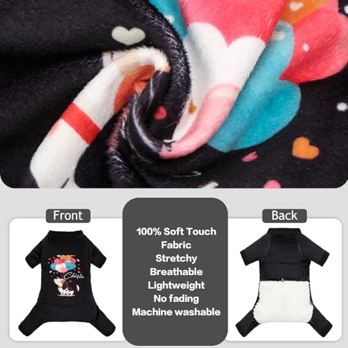 Image of CuteBone Soft & Stretchy Dog Pajamas Charlie - Cozy Pet Jammies Breathable Jumpsuit for Small Dogs - All-Season Comfy Outfit Easy-On Pullover Design - Keeps Pets Warm & Comfortable P339M