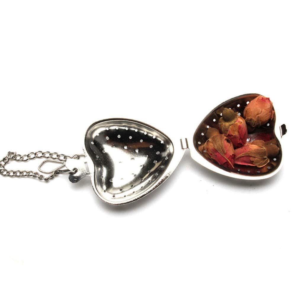 15-Piece Stainless Steel Heart Shaped Tea Ball Infusers - 1.5 Inch Tea Strainers With Chain Hook