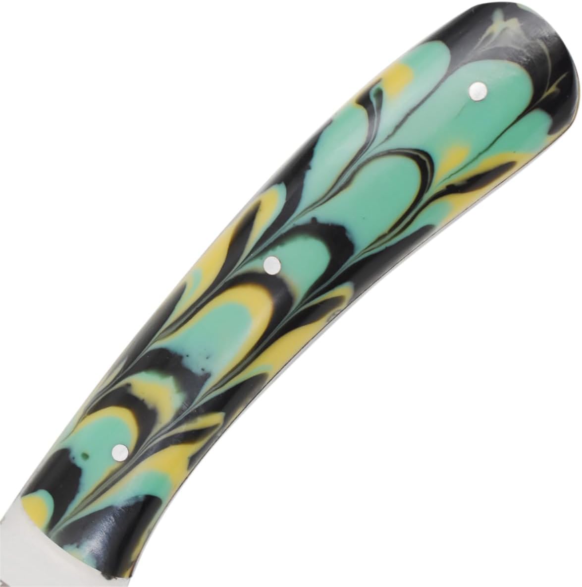 Collection Heavy-Duty Fixed Blade Hunting Skinner Knife, Sharp Stainless Steel Outdoor Knife with Leather Sheath (Green Resin)