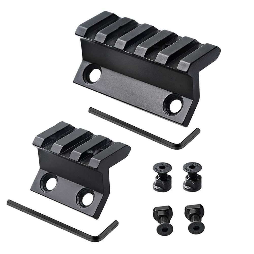 HIGOO Compatible with Keymod Offset Rail Mount 3 Slots 5 Slots with Picatinny Rail for Flashlights Lasers and Optics - 2 Pack