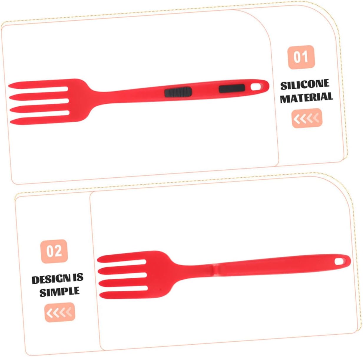 2pcs Silicone Forks for Cooking Pasta Fork Heat Resistance Kitchen Supply