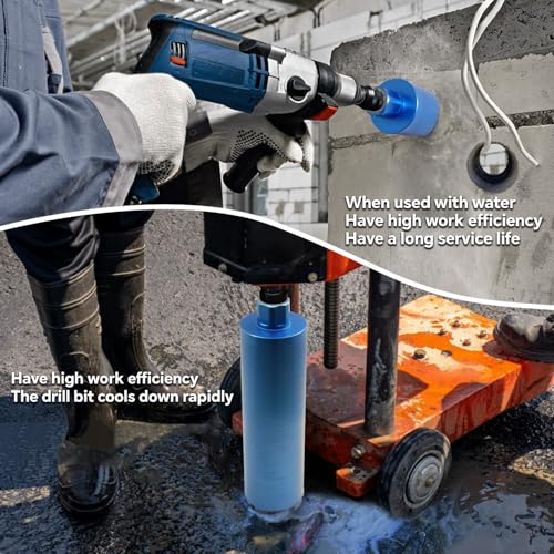 HBKEEN 8\" Wet Diamond Core Drill Bits for Concrete with Rebar, Brick, Block, Masonry, 15\" Drilling Depth, 1-1/4-7\" Thread, Laser-Welded Segments for Construction & DIY Home Renovation - Thumbnail 6