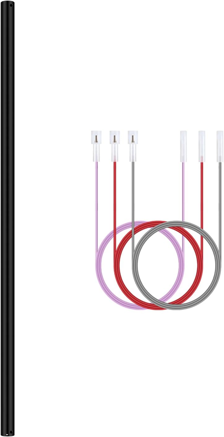 48 Inch Ceiling Fan Extension Rod Downrod with Wires, Black Unthreaded Long Downrod Extension Pole for Ceiling Fan 48INCH